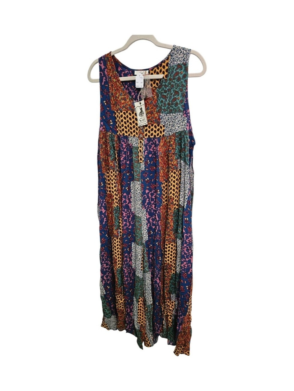 easel Multicolor Patchwork Sleeveless Maxi Jumpsuit